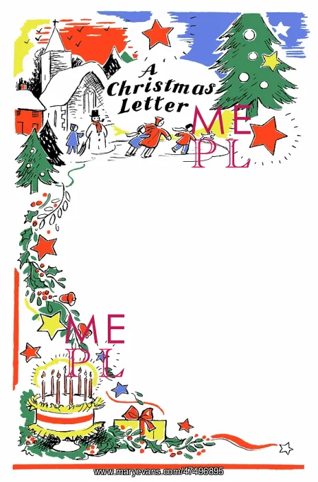 : Christmas letter heading with skaters : Christmas letter heading with skaters
