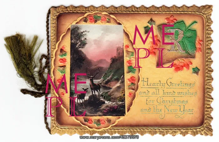 : Christmas and New Year card with initial R : Christmas and New Year card with initial R