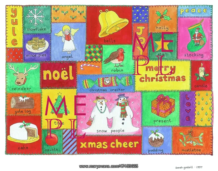 : Christmas Patchwork - bells, robin, cake, etc : Christmas Patchwork - bells, robin, cake, etc