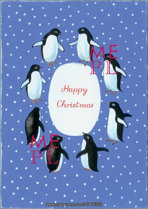 : Christmas Penguins ? 8 penguins in oval : Christmas Penguins ? 8 penguins in oval