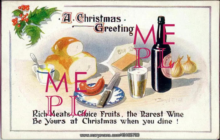 : Christmas postcard, basic food and drink : Christmas postcard, basic food and drink