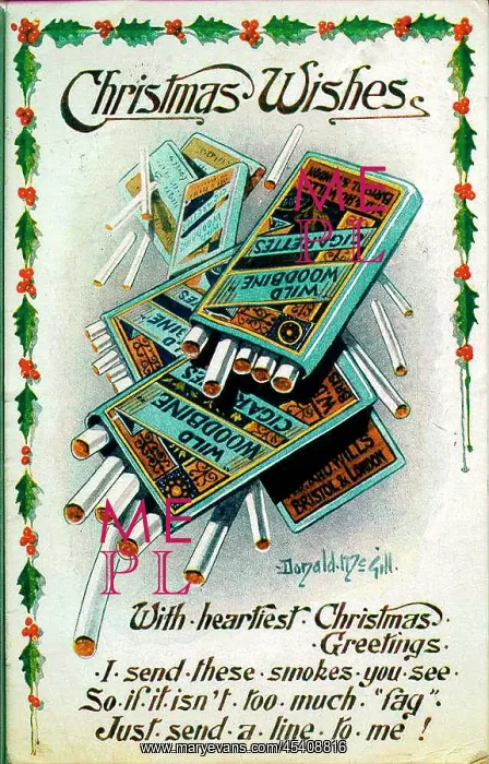 : Christmas postcard, Woodbine cigarettes : Christmas postcard, Woodbine cigarettes