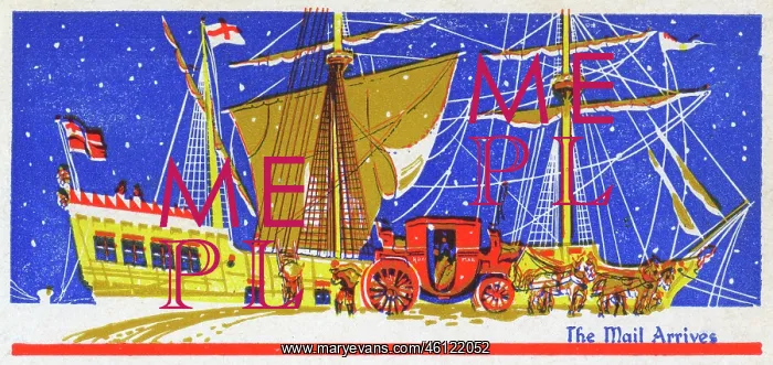  : Christmas present gift tag -- ship and mailcoach