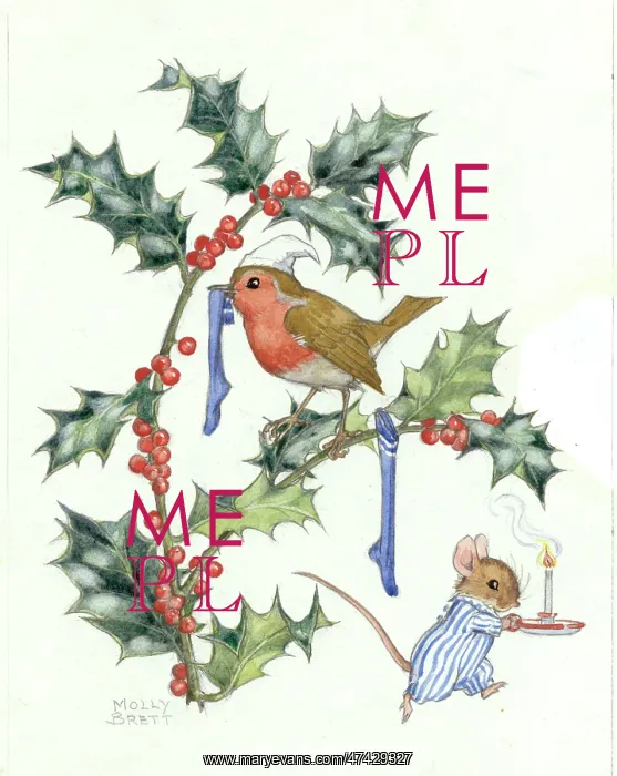 : Christmas robin and mouse by Molly Brett : Christmas robin and mouse by Molly Brett