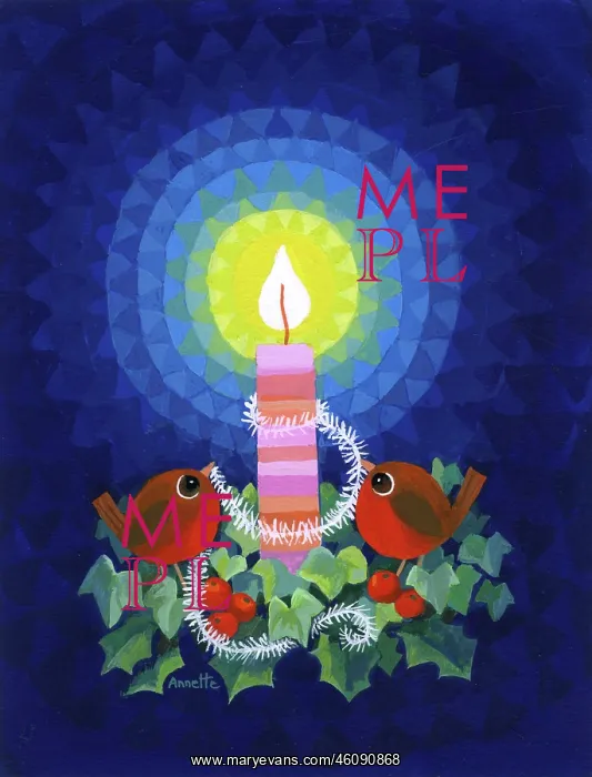 : Two Christmas Robins by Candlelight : Two Christmas Robins by Candlelight