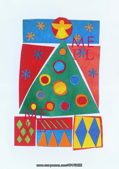  : Christmas Tree - with baubles, an angel and presents
