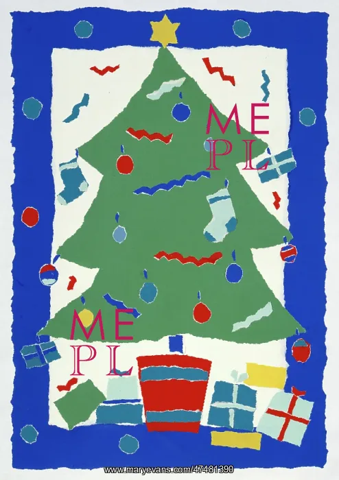  : Christmas Tree ' with blue border