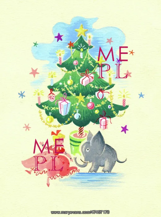  : Christmas tree with doll and elephant