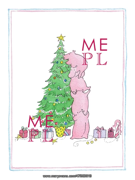  : Christmas tree and four hippos