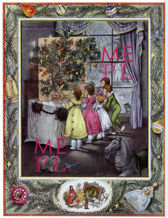 : Christmas tree in history by Pauline Baynes : Christmas tree in history by Pauline Baynes