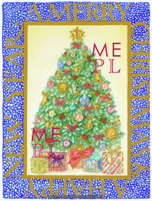 : Christmas tree with snowflake border