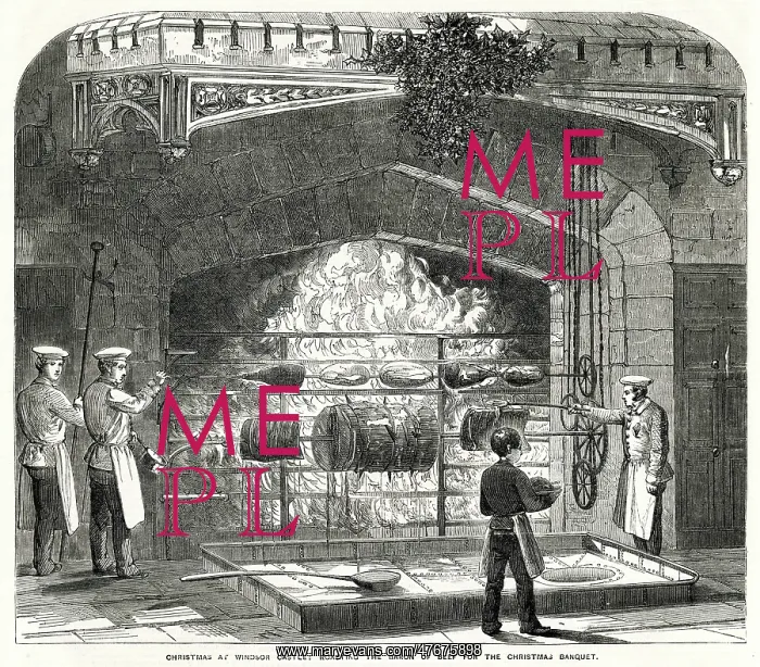 : Christmas at Windsor Castle, Roasting Beef 1856 : Christmas at Windsor Castle, Roasting Beef 1856