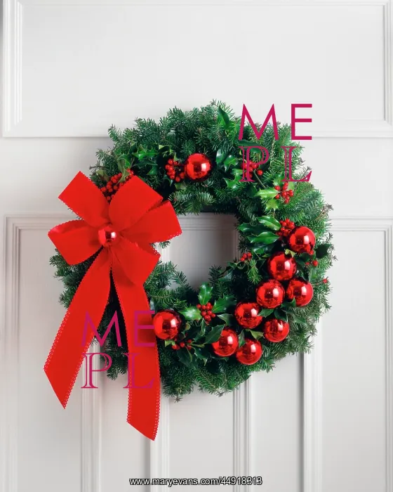  : Christmas Wreath Hanging on Door