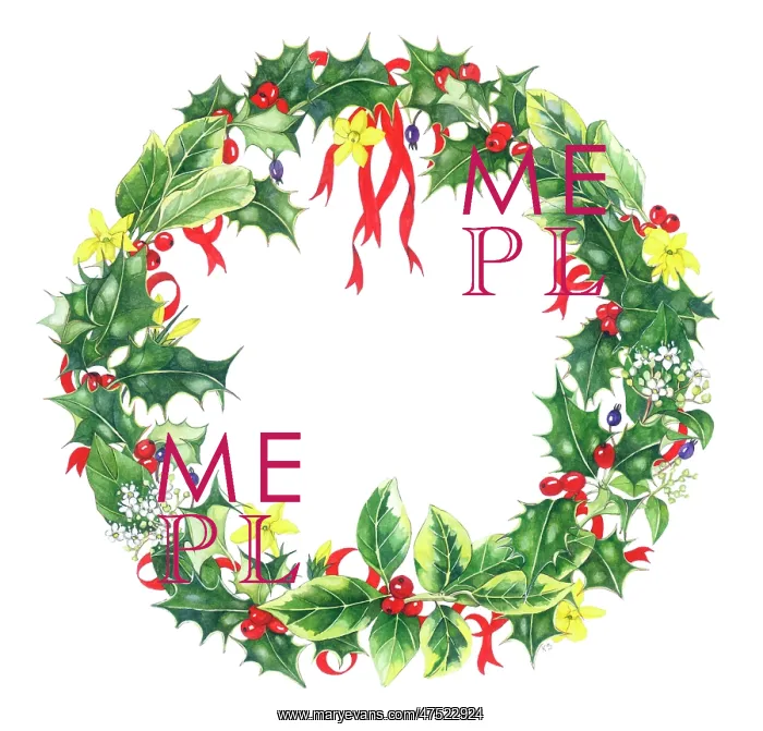 : Christmas wreath with holly, winter Jasmine etc : Christmas wreath with holly, winter Jasmine etc