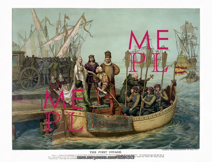 : Christopher Columbus bidding farewell to the Queen : Christopher Columbus bidding farewell to the Queen