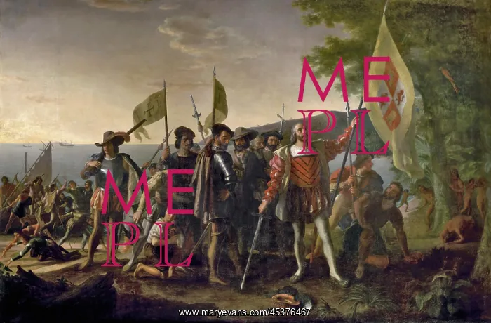 : Christopher Columbus and his crew on a New : Christopher Columbus and his crew on a New