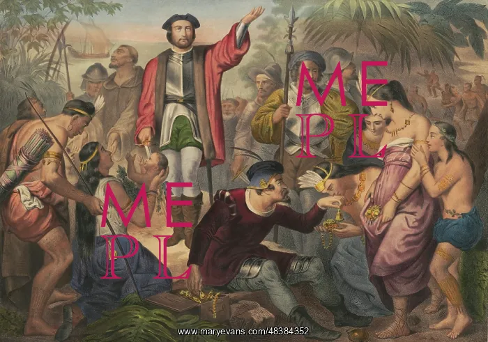 : Christopher Columbus among Indians in the New World : Christopher Columbus among Indians in the New World