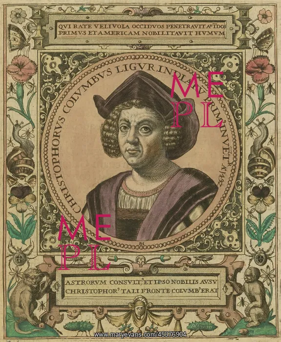  : Christopher Columbus portrait decorated with