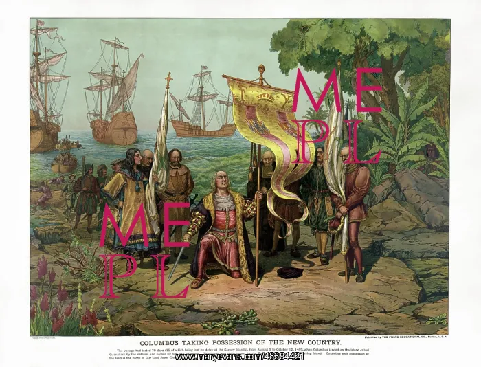 : Christopher Columbus taking possession of the : Christopher Columbus taking possession of the