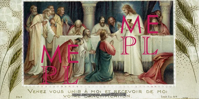  : Chromolithograph Devotional Card - First Communion