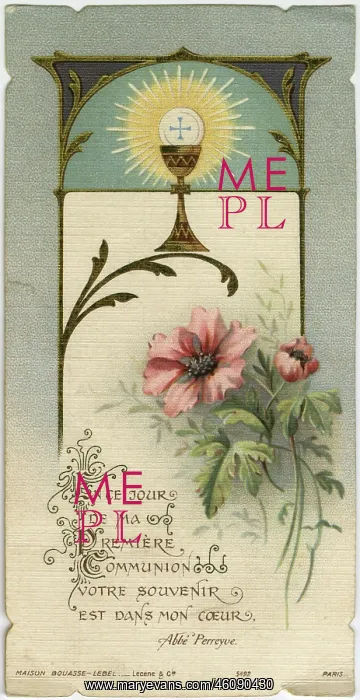  : Chromolithograph Devotional Card - First Communion