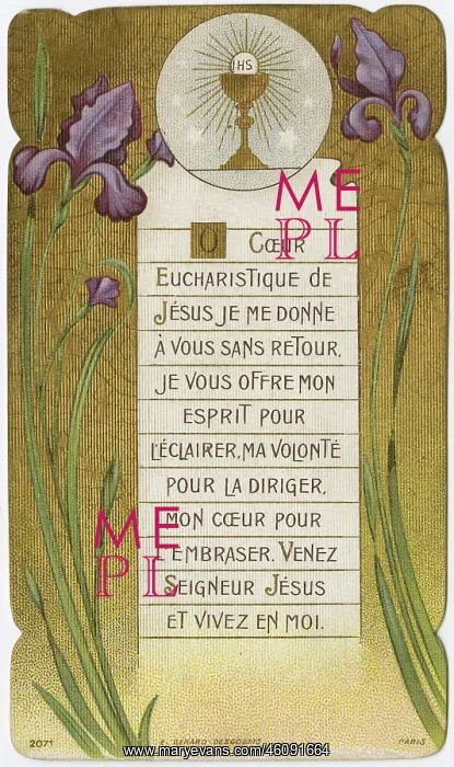  : Chromolithograph Devotional Card - Flowers