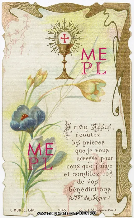 : Chromolithograph Devotional Card - Flowers : Chromolithograph Devotional Card - Flowers