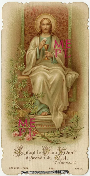 : Chromolithograph Devotional Card - Jesus seated : Chromolithograph Devotional Card - Jesus seated