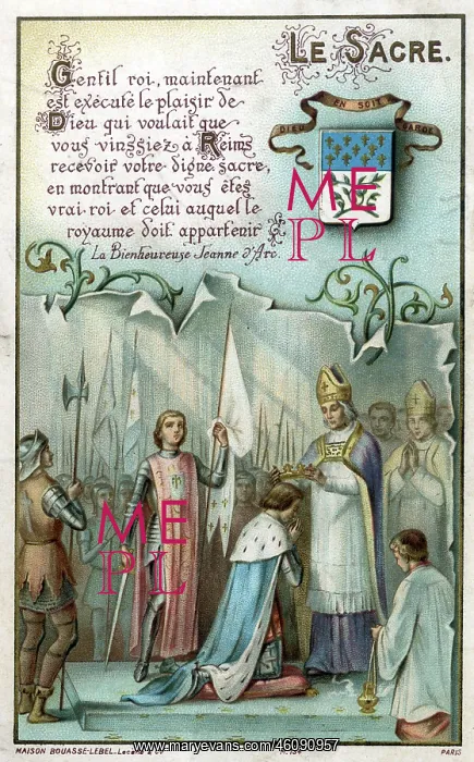 : Chromolithograph Devotional Card - Joan of Arc : Chromolithograph Devotional Card - Joan of Arc