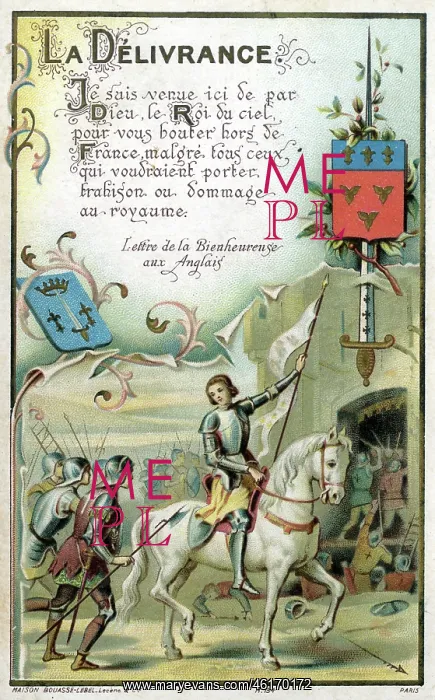 : Chromolithograph Devotional Card - Joan of Arc : Chromolithograph Devotional Card - Joan of Arc