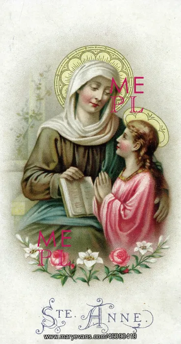 : Chromolithograph Devotional Card - Saint Anne : Chromolithograph Devotional Card - Saint Anne