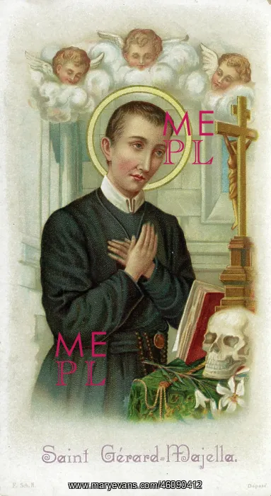 : Chromolithograph Devotional Card - Saint Gerald Majella : Chromolithograph Devotional Card - Saint Gerald Majella