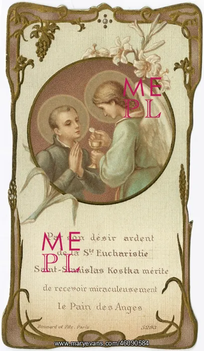 : Chromolithograph Devotional Card - Saint Stanislaus Kostka : Chromolithograph Devotional Card - Saint Stanislaus Kostka