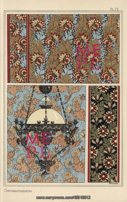 : Chrysanthemum in art nouveau patterns : Chrysanthemum in art nouveau patterns
