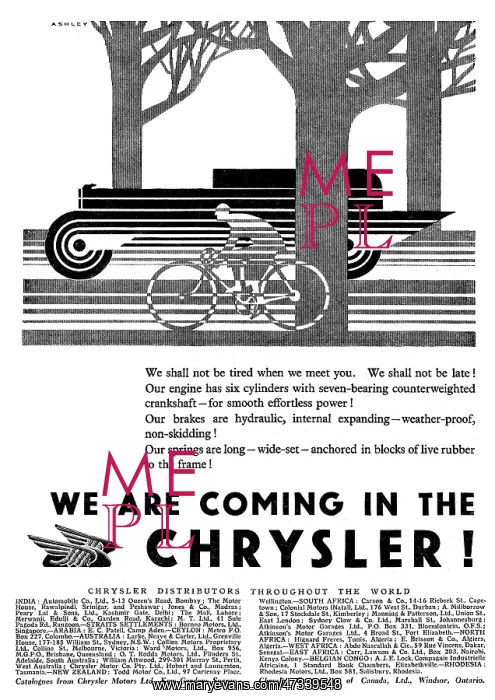 : CHRYSLER ADVERT 1929 - 1 : CHRYSLER ADVERT 1929 - 1