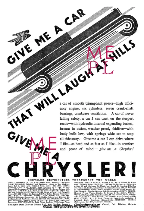 : CHRYSLER ADVERT 1929 - 3 : CHRYSLER ADVERT 1929 - 3