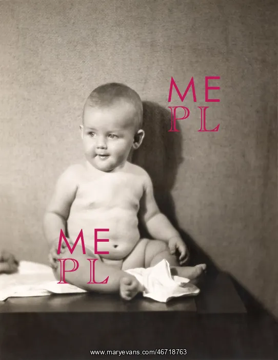 : Chubby baby boy sitting on table with diaper off : Chubby baby boy sitting on table with diaper off