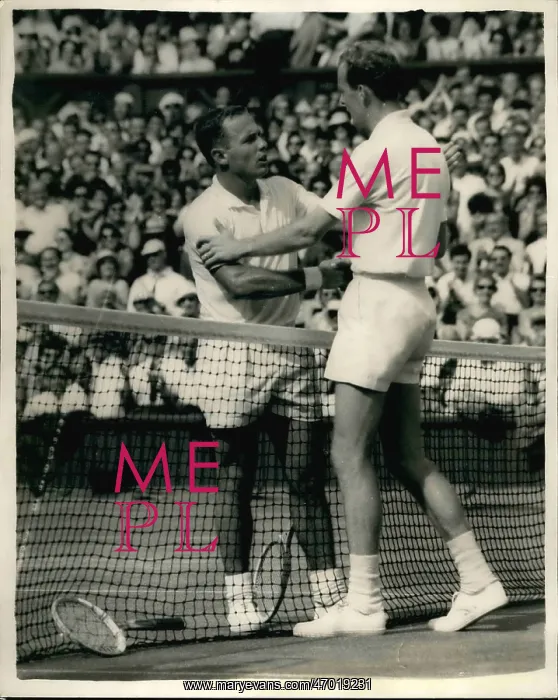 : Chuck McKinley and Fred Stolle after match, Wimbledon : Chuck McKinley and Fred Stolle after match, Wimbledon
