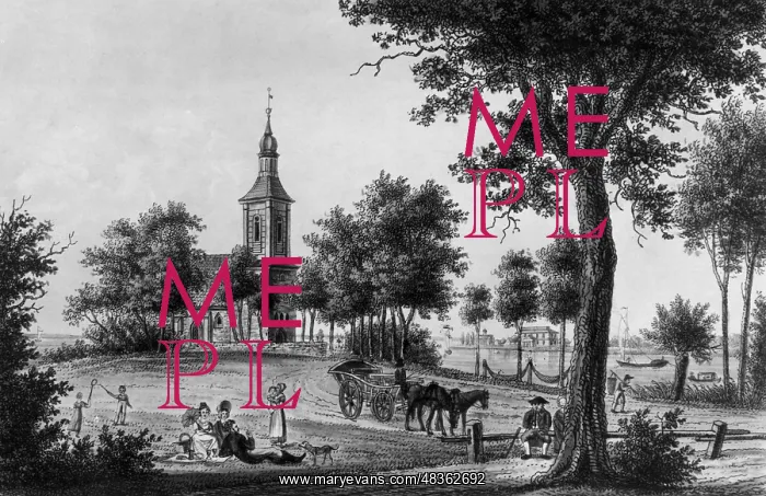 : Church in Berlin-Treptow, around 1830 : Church in Berlin-Treptow, around 1830