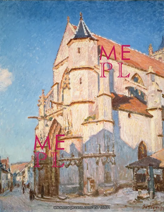 : The Church at Moret, Evening, by Sisley : The Church at Moret, Evening, by Sisley