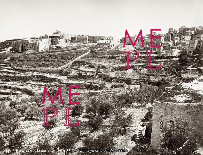 : Church of the Nativity and view of the town of Bethlehem : Church of the Nativity and view of the town of Bethlehem