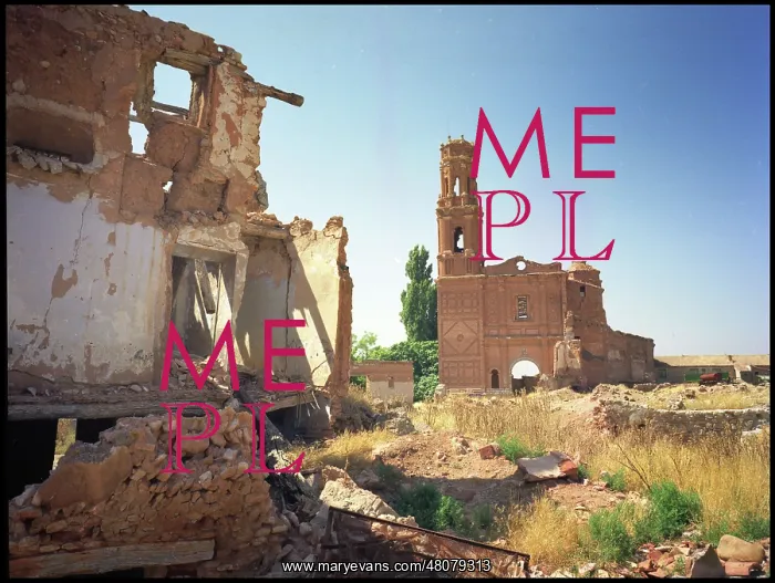 : Church and ruins, Belchite, Spain : Church and ruins, Belchite, Spain