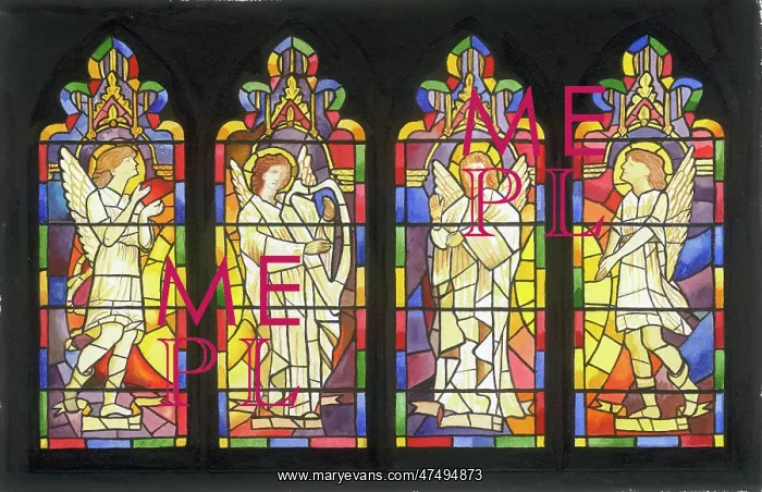 : Church Window design with four Angels : Church Window design with four Angels