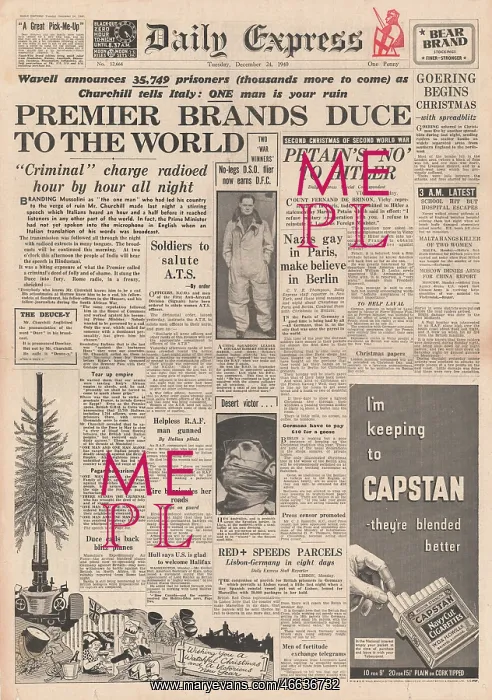 : Churchill brands Mussolini a criminal : Churchill brands Mussolini a criminal