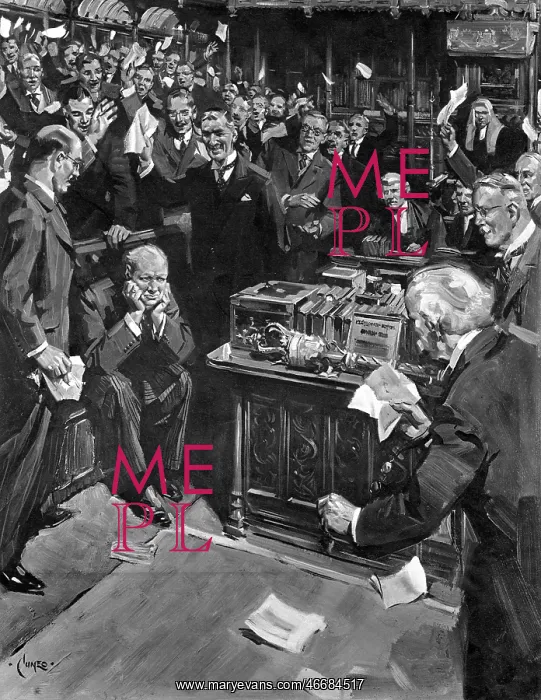 : Churchill cheered by the House : Churchill cheered by the House