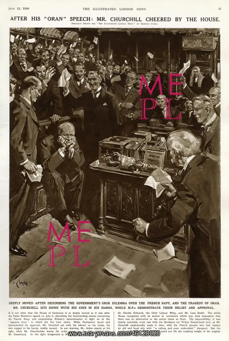 : Churchill cheered for Oran speech, 1940 : Churchill cheered for Oran speech, 1940
