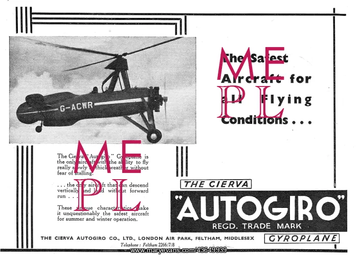 : Cierva Autogiro - Gyroplane. G-ACWR : Cierva Autogiro - Gyroplane. G-ACWR
