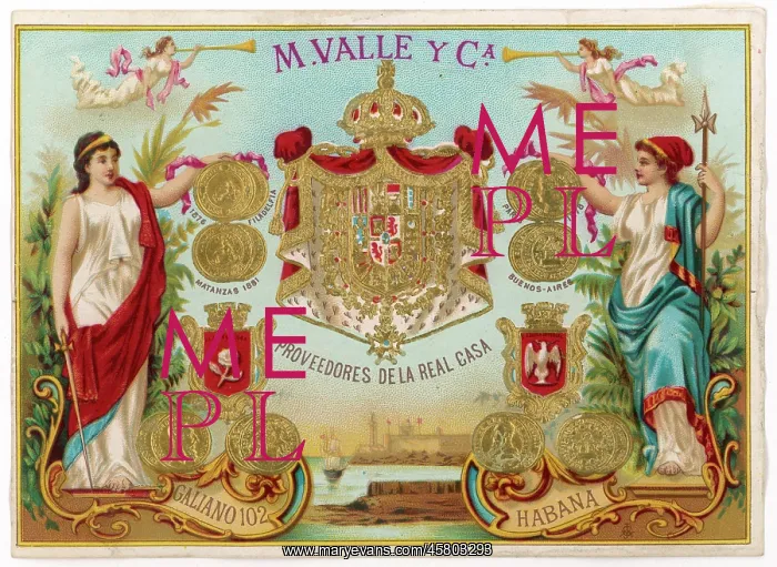 : Cigar label, M Valle and Company : Cigar label, M Valle and Company