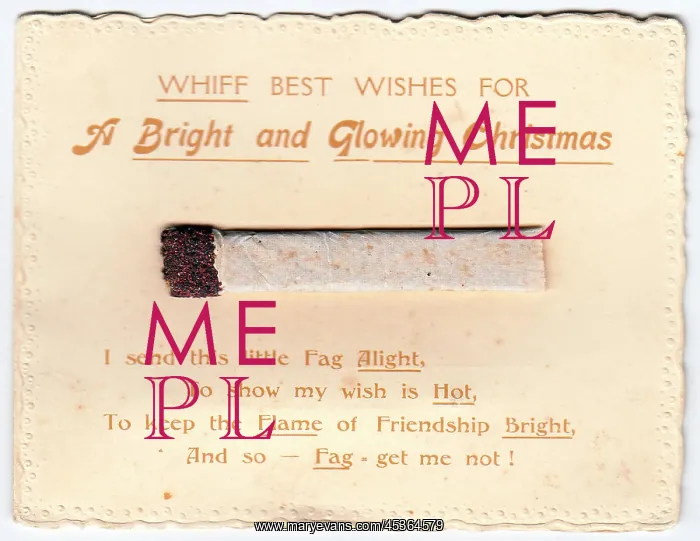 : Cigarette with comic verse on a Christmas card