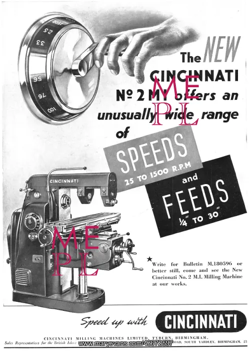 : Cincinnati No.2 M.I.Milling Machines 1947 : Cincinnati No.2 M.I.Milling Machines 1947